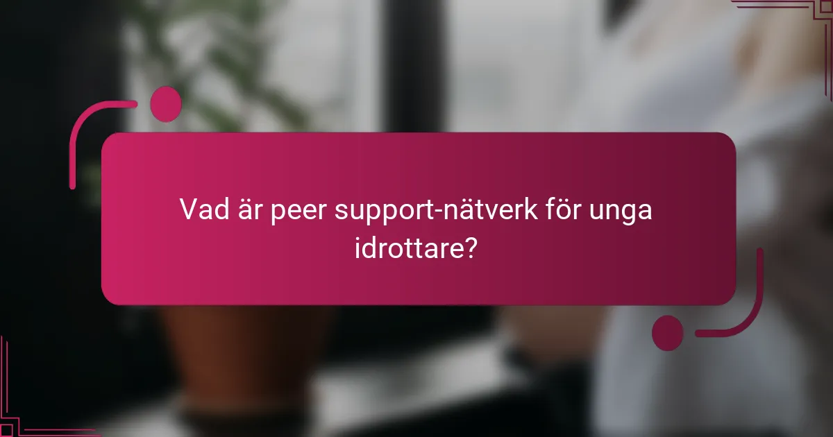 Vad är peer support-nätverk för unga idrottare?