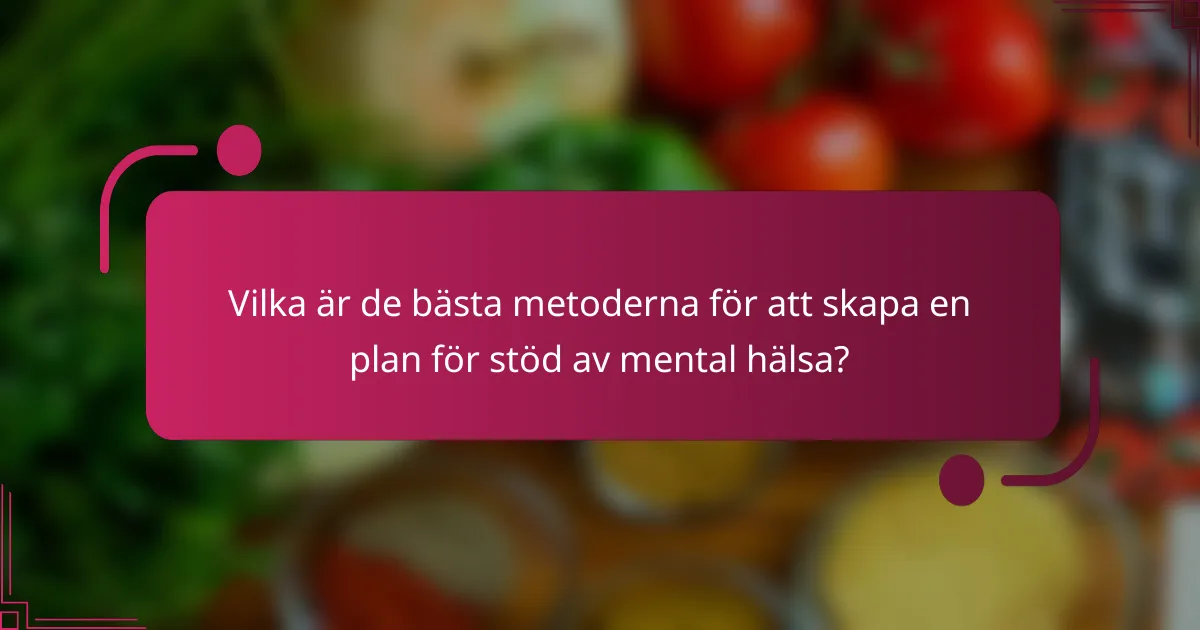 Vilka är de bästa metoderna för att skapa en plan för stöd av mental hälsa?