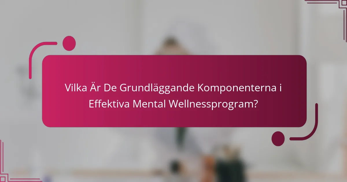 Vilka Är De Grundläggande Komponenterna i Effektiva Mental Wellnessprogram?