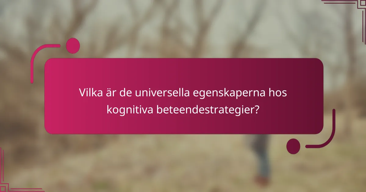 Vilka är de universella egenskaperna hos kognitiva beteendestrategier?