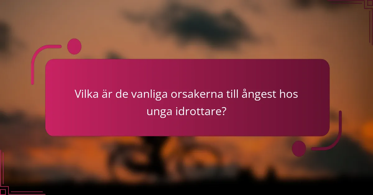 Vilka är de vanliga orsakerna till ångest hos unga idrottare?