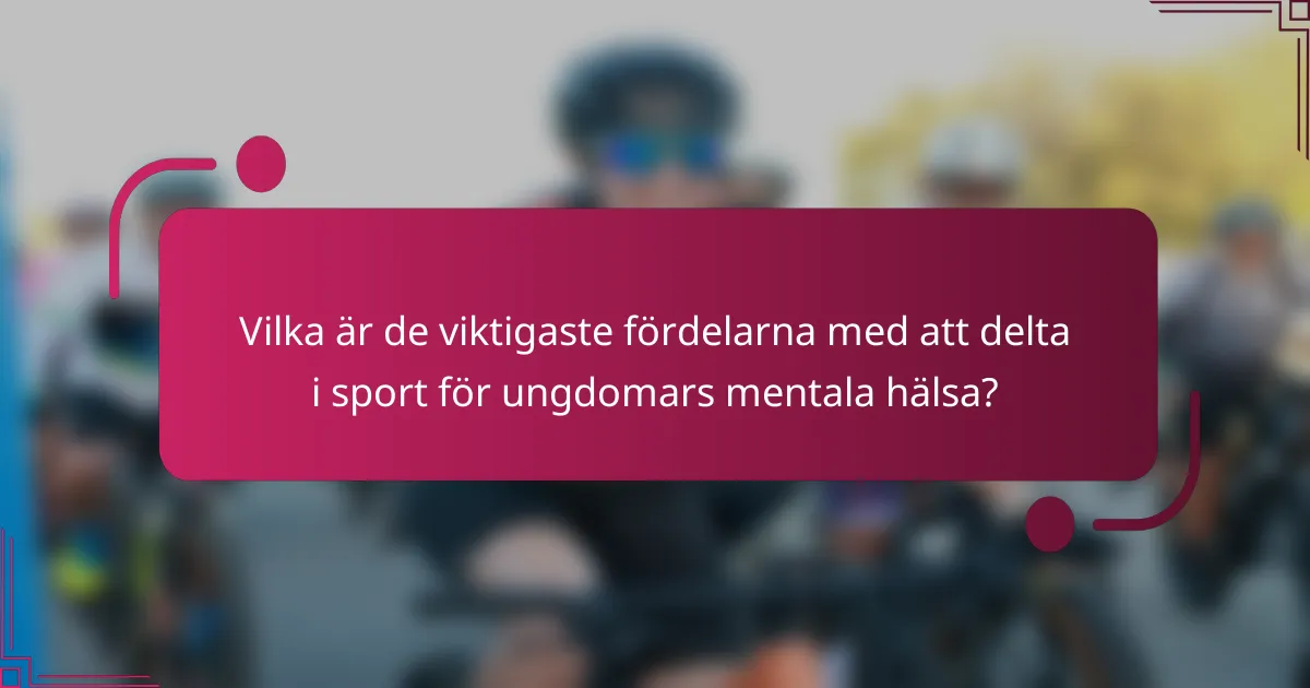 Vilka är de viktigaste fördelarna med att delta i sport för ungdomars mentala hälsa?