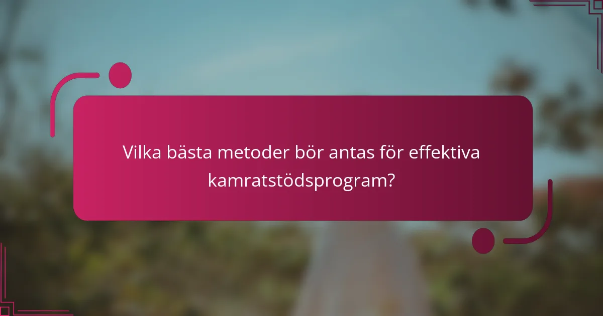Vilka bästa metoder bör antas för effektiva kamratstödsprogram?