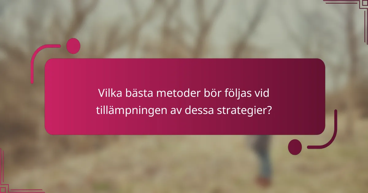 Vilka bästa metoder bör följas vid tillämpningen av dessa strategier?