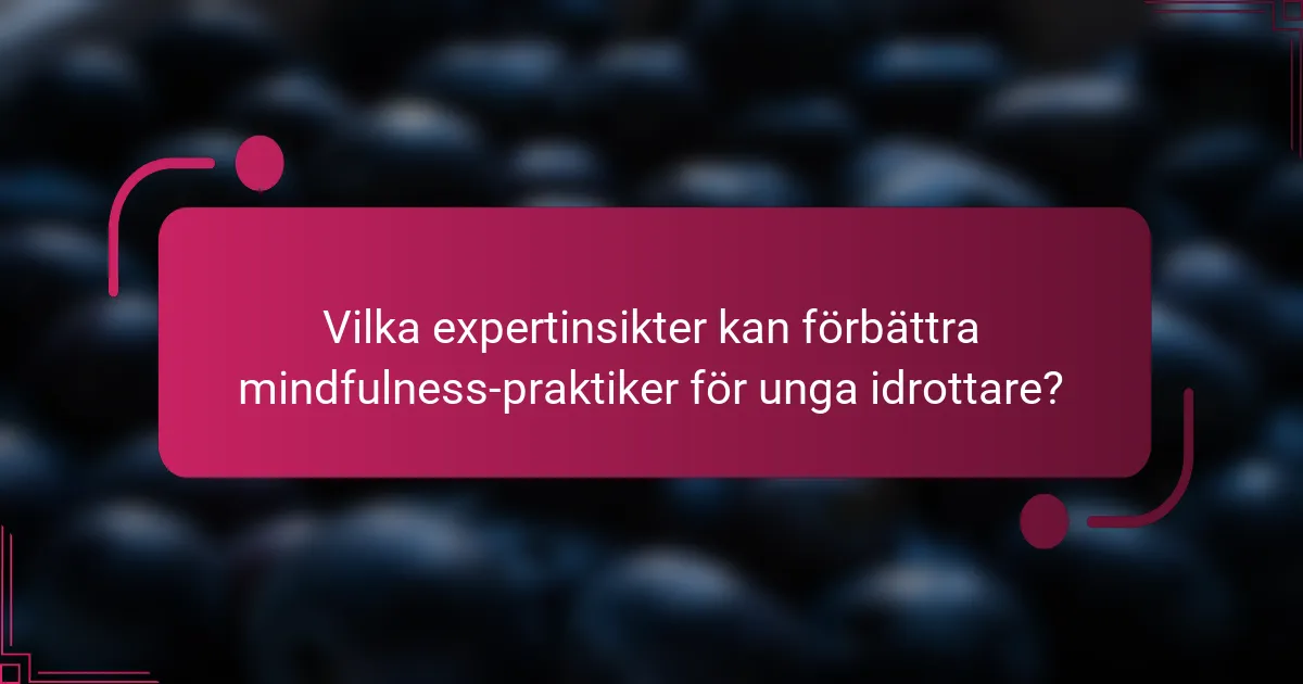 Vilka expertinsikter kan förbättra mindfulness-praktiker för unga idrottare?