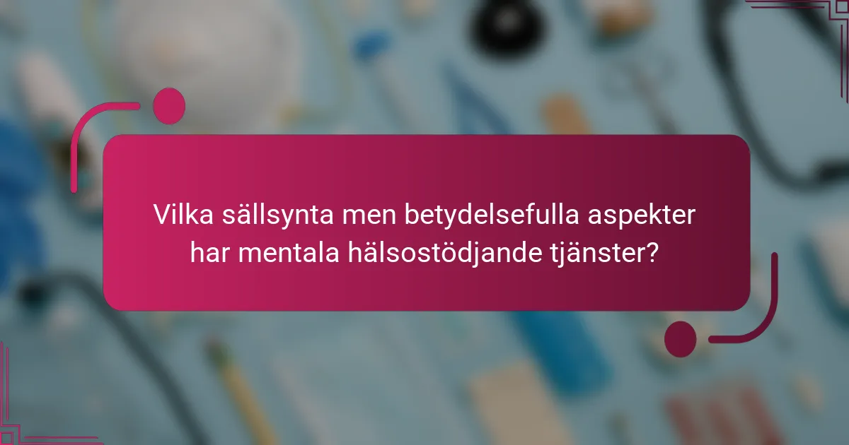 Vilka sällsynta men betydelsefulla aspekter har mentala hälsostödjande tjänster?