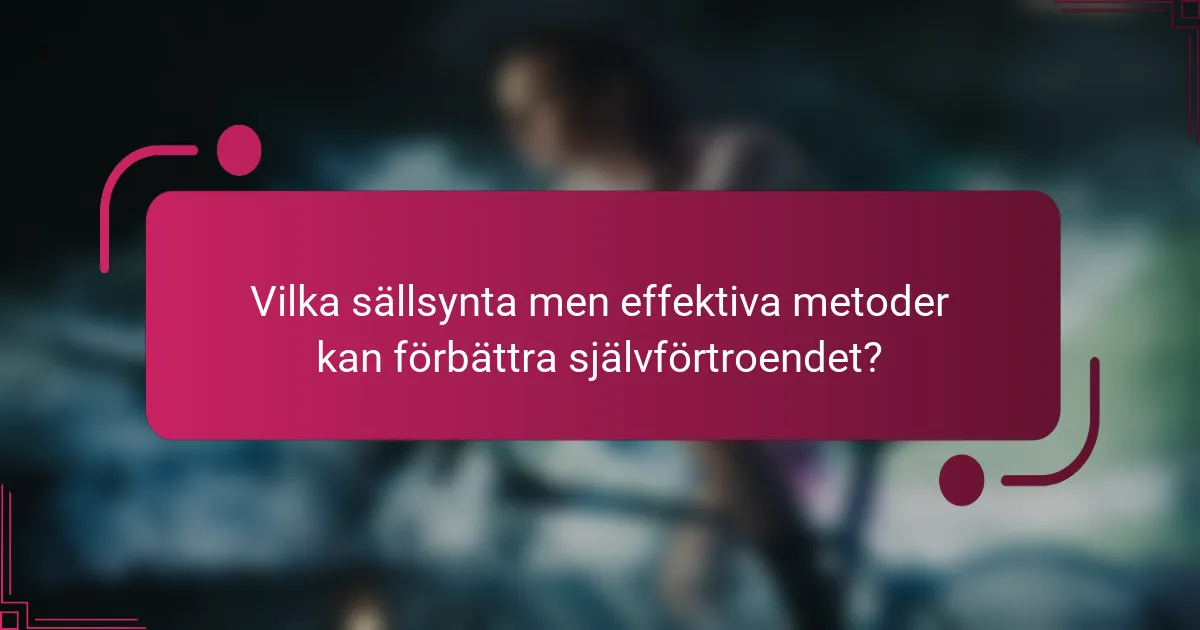 Vilka sällsynta men effektiva metoder kan förbättra självförtroendet?