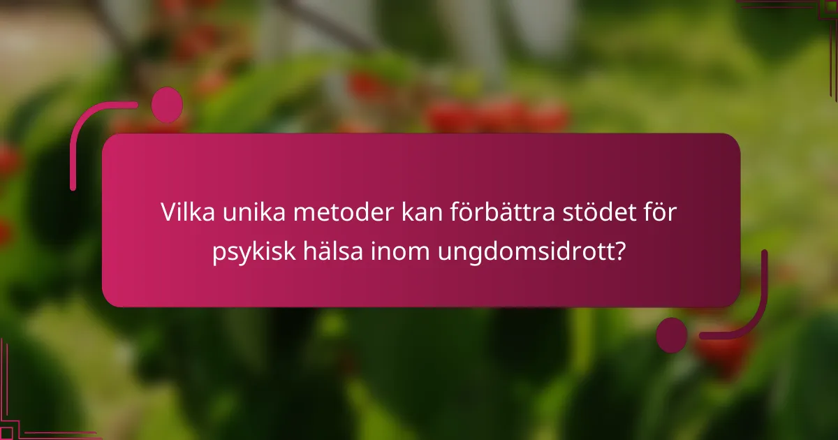 Vilka unika metoder kan förbättra stödet för psykisk hälsa inom ungdomsidrott?