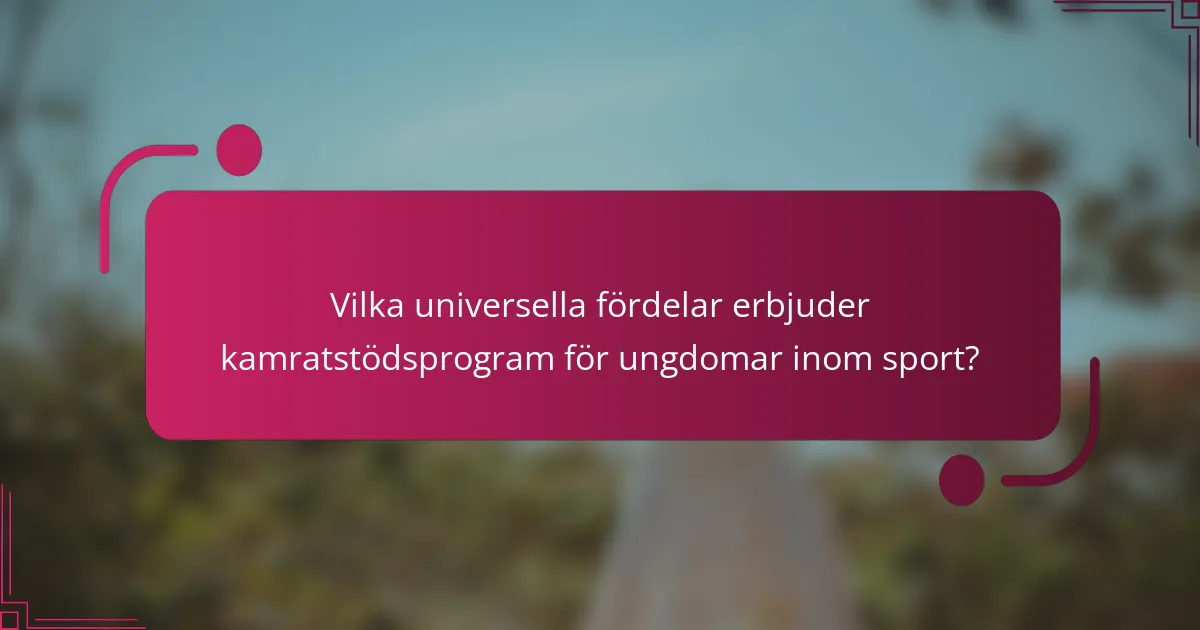 Vilka universella fördelar erbjuder kamratstödsprogram för ungdomar inom sport?