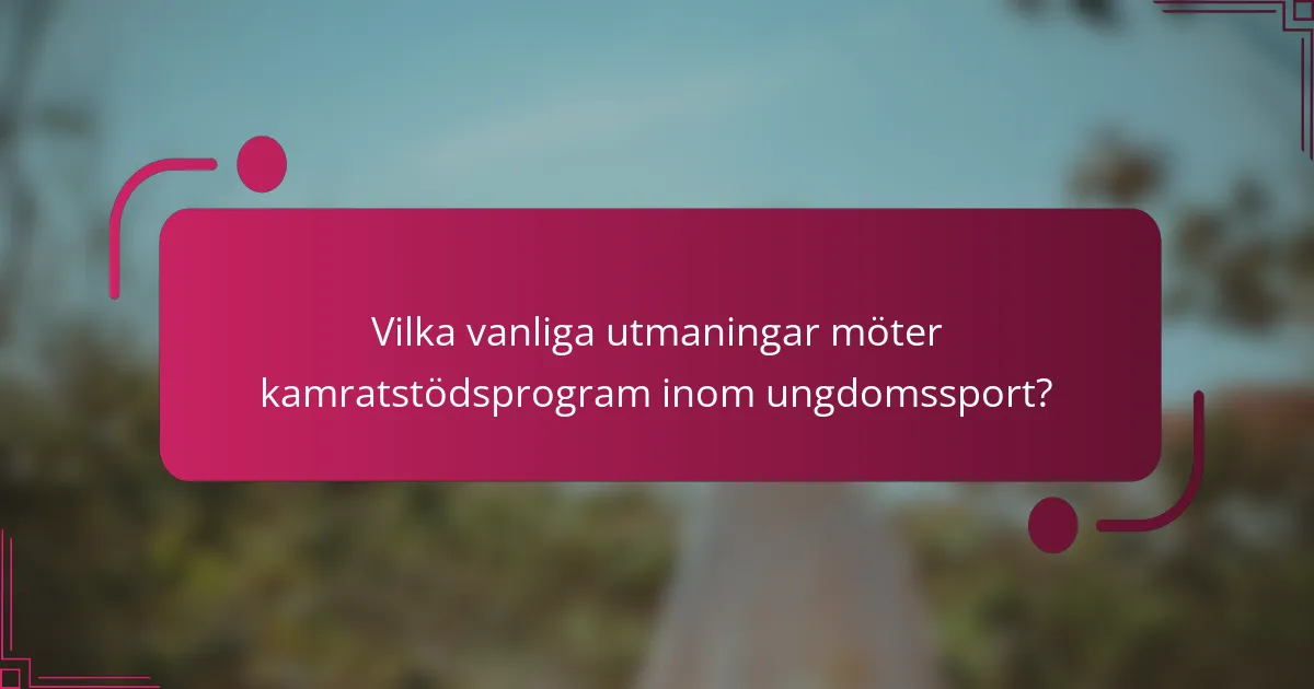 Vilka vanliga utmaningar möter kamratstödsprogram inom ungdomssport?